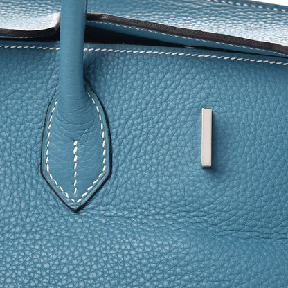 Hermes Taurillon Clemence Birkin 40 Blue Jean 22 of 28