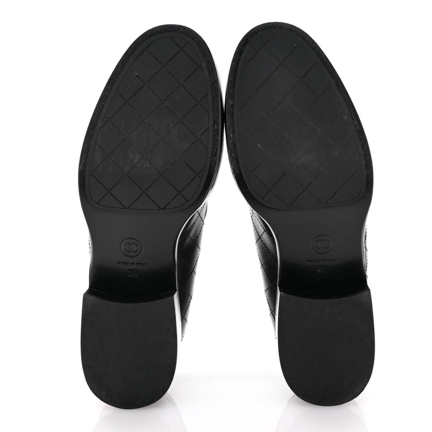 Calfskin Stitched CC Loafers 39 Black