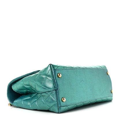 Chanel Metallic Caviar Quilted Small Coco Handle Flap Blue 4 of 11