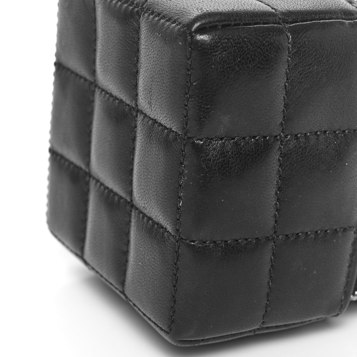 Saint Laurent Lambskin Cassandre Matelasse Carre Mini Cube On Chain Black 10 of 11