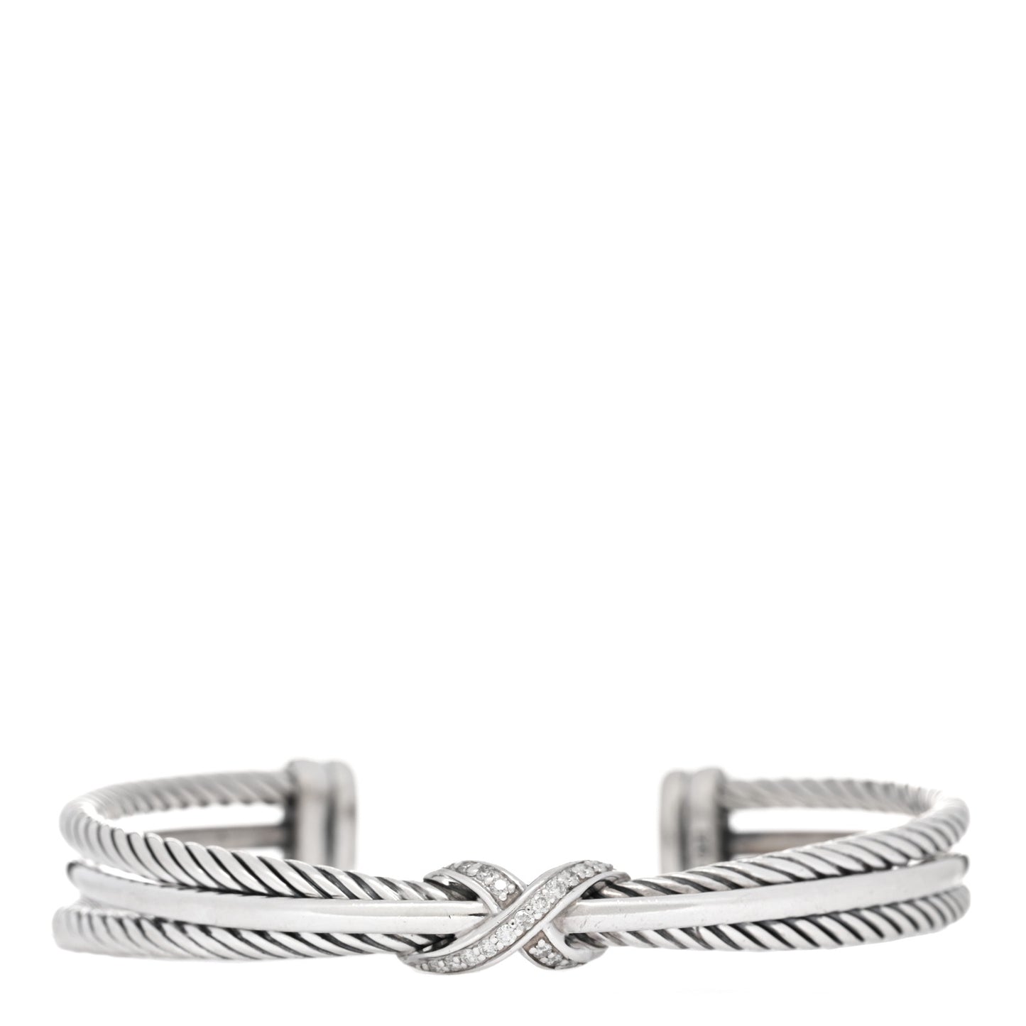 Sterling Silver Diamond 7mm Crossover X Bracelet