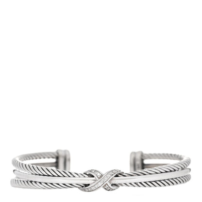 David Yurman Sterling Silver Diamond 7mm Crossover X Bracelet 1 of 3