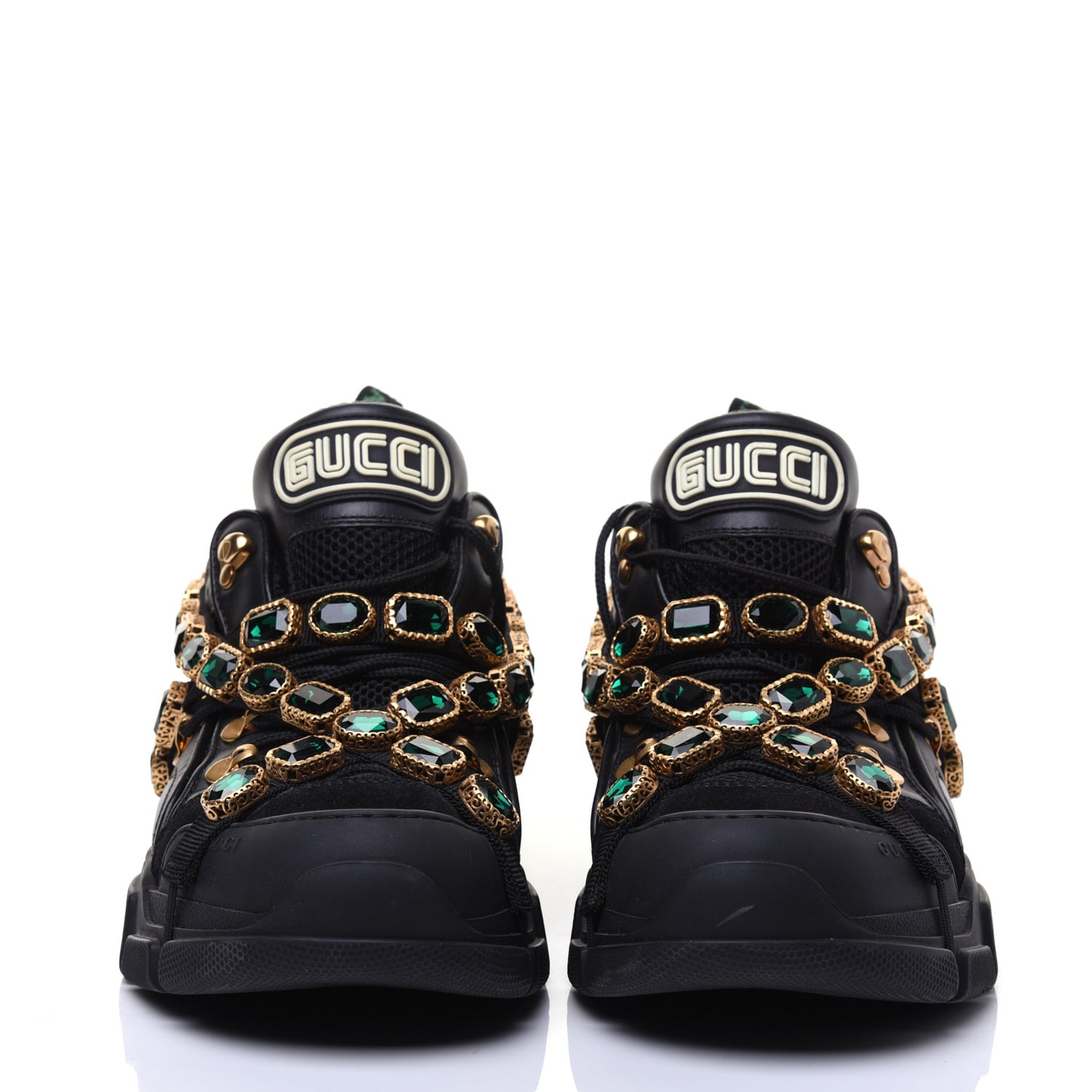 X SEGA Mesh Suede Calfskin Removable Crystals Mens Flashtrek Sneakers 9.5 Black Silver