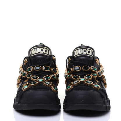 Gucci X SEGA Mesh Suede Calfskin Removable Crystals Mens Flashtrek Sneakers 9.5 Black Silver 2 of 14