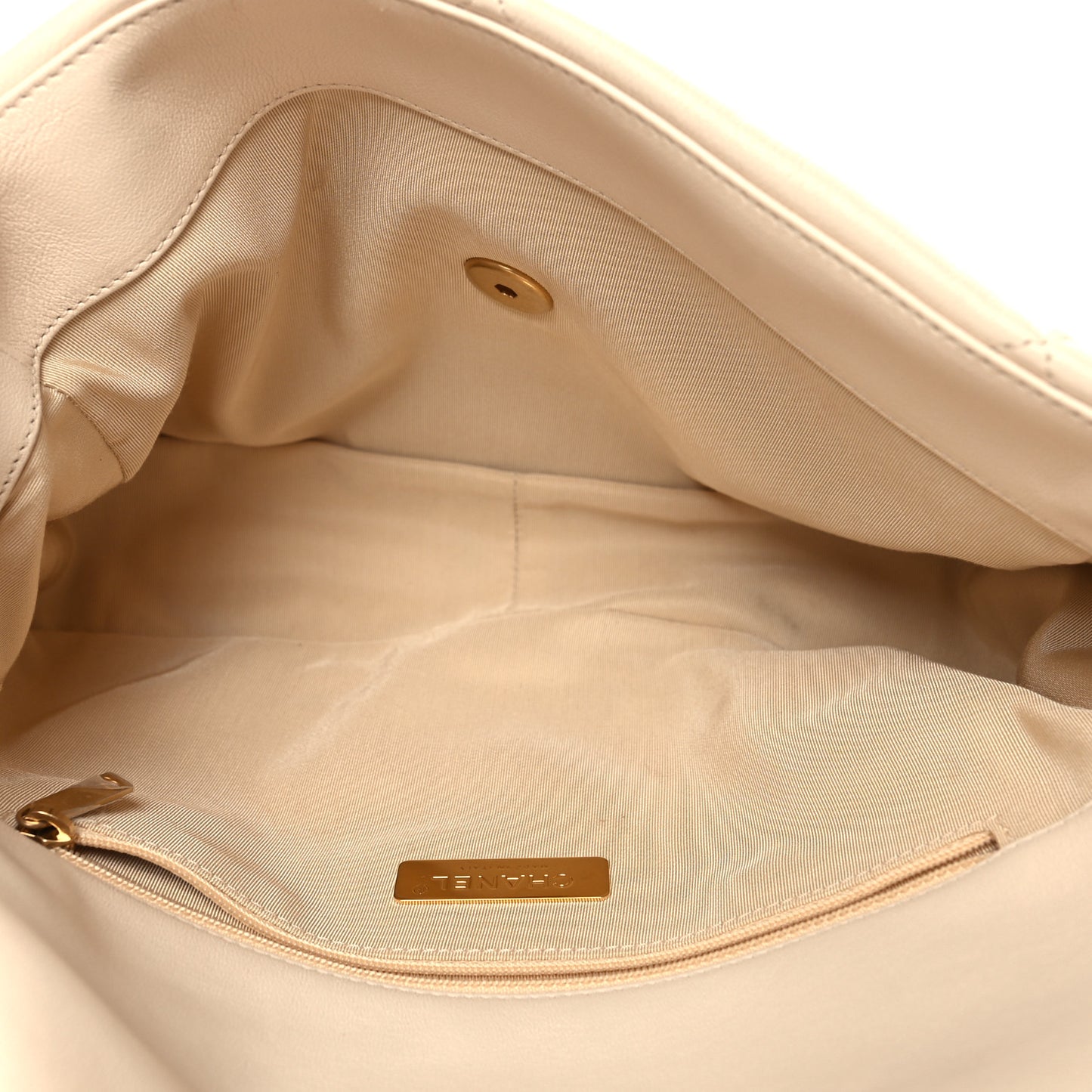 Lambskin Quilted Large Chanel 19 Flap Beige