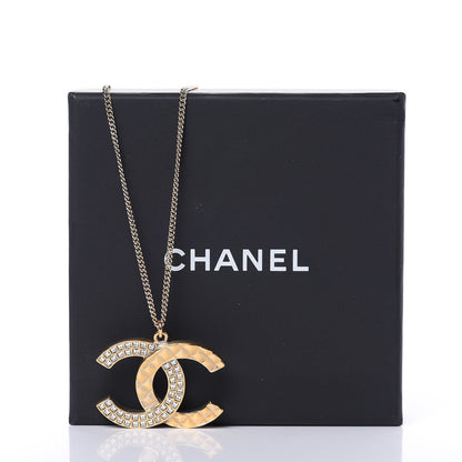 Chanel Baguette Crystal Quilted CC Pendant Necklace Gold 6 of 6