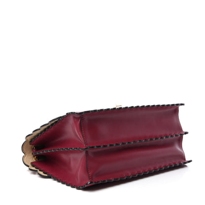 Fendi Vitello Liberty Scalloped Studded Kan I Shoulder Bag Black Cherry 5 of 12
