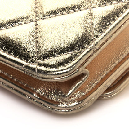 Chanel Metallic Lambskin Quilted Trendy CC Wallet On Chain WOC Gold 13 of 14