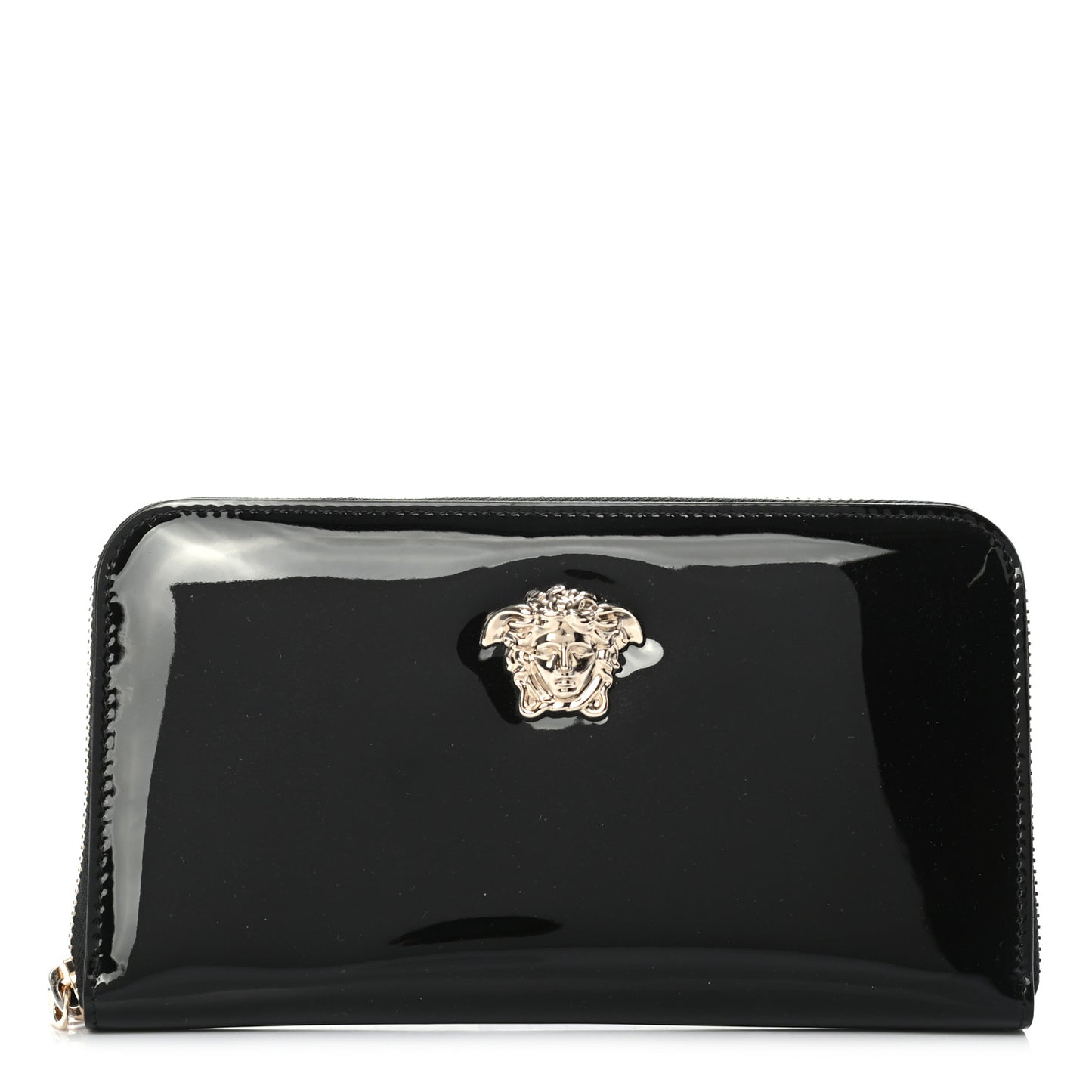 Patent Palazzo Medusa Zip Around Wallet Black