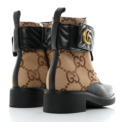 Gucci Flores Calfskin Monogram Maxi GG Nappa Matelasse Double G 40mm Ankle Boots 36.5 Black Camel Ebony 4 of 9