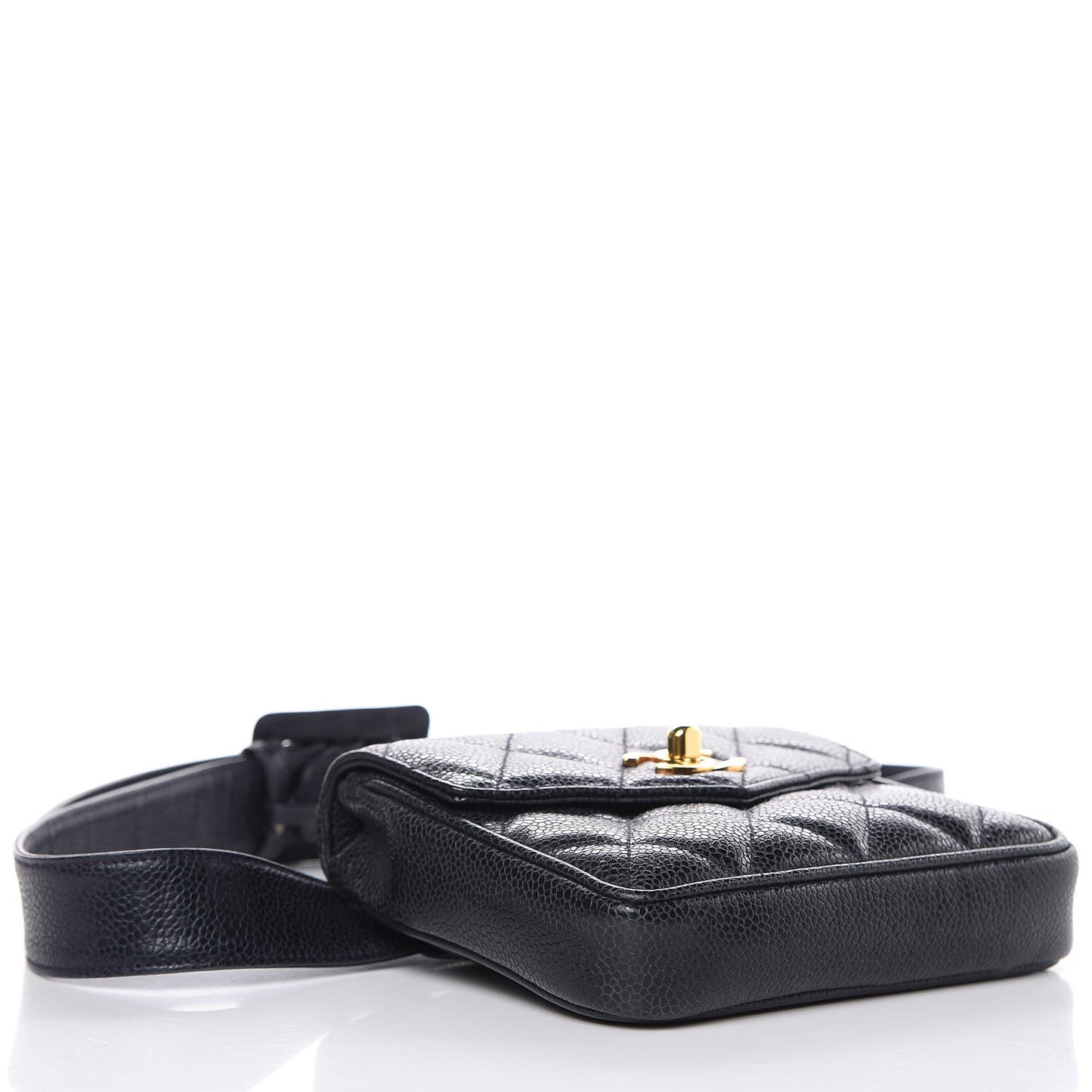 Caviar Quilted Flap Belt Bag Clutch Navy