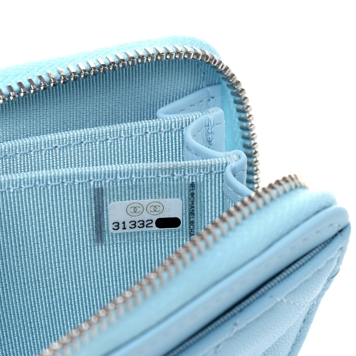 Lambskin Quilted Zip Around Coin Purse Wallet Neon Blue