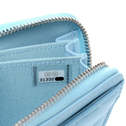 Chanel Lambskin Quilted Zip Around Coin Purse Wallet Neon Blue 7 of 11