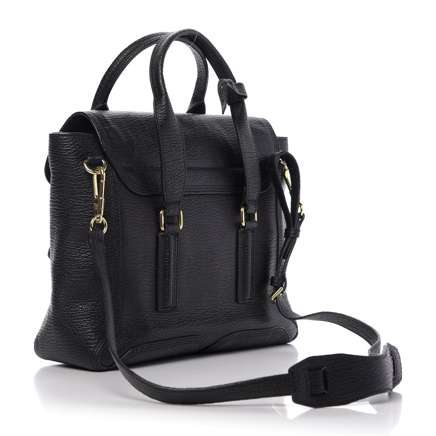 3.1 Phillip Lim 3.1 Textured Calfskin Medium Pashli Satchel Black 2 of 10