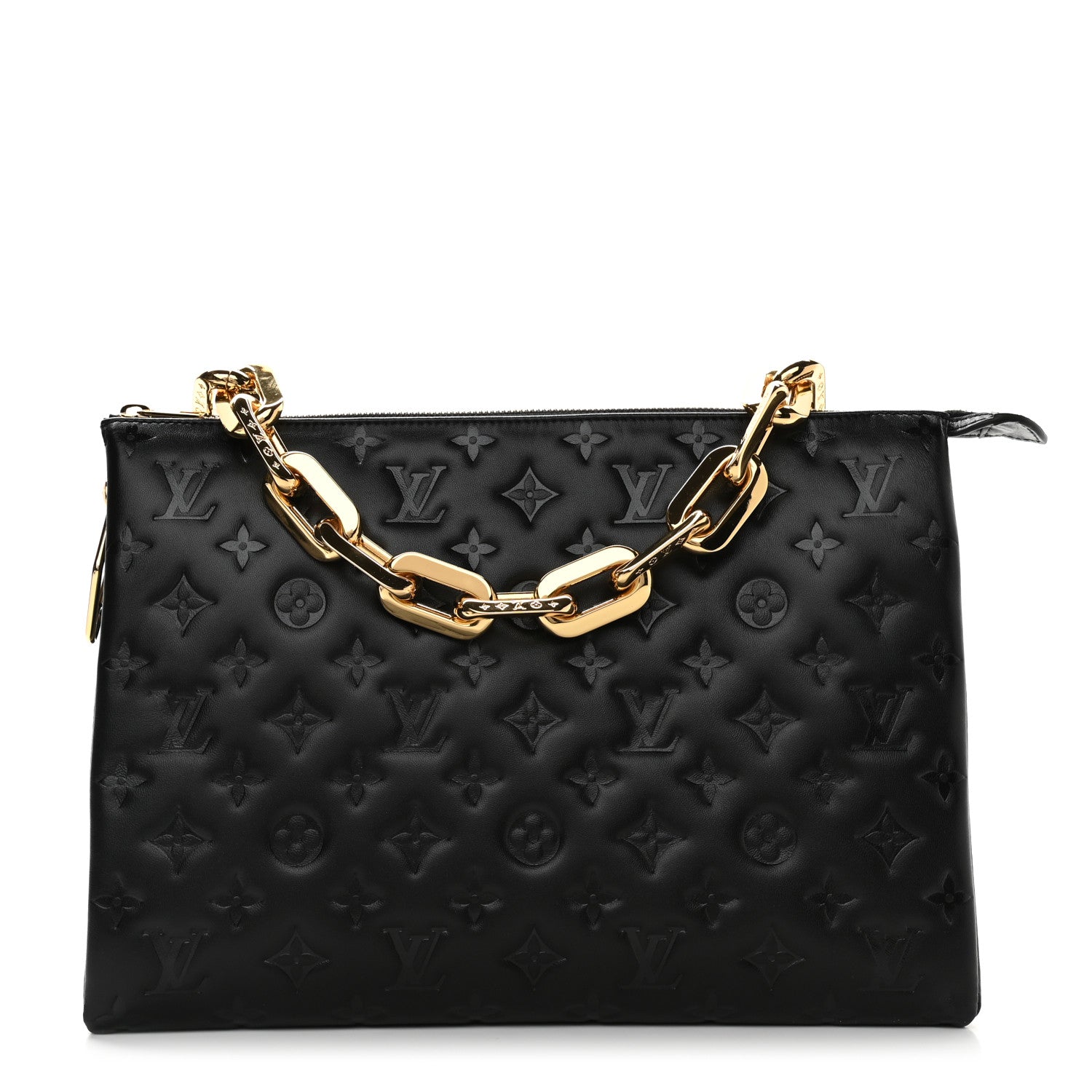 Louis Vuitton Lambskin Embossed Monogram Coussin MM Black 1 of 9