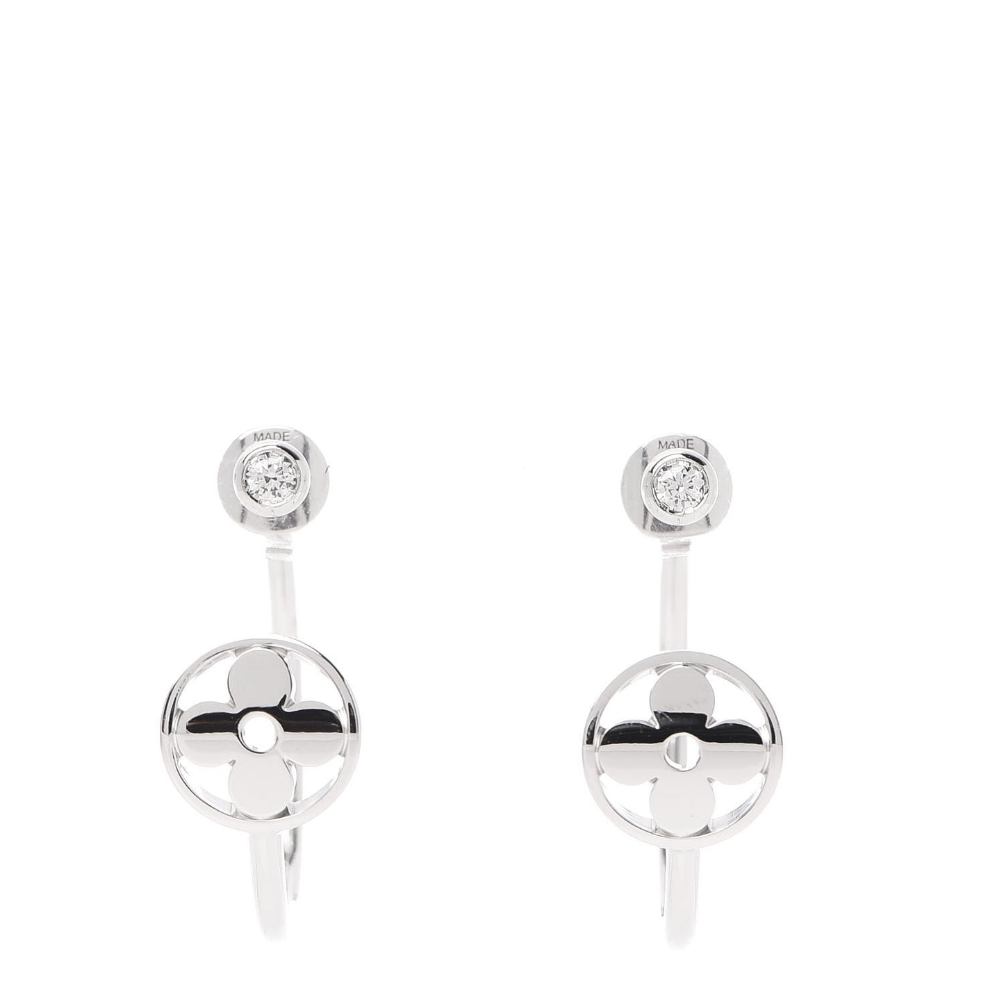 18K White Gold Diamond Idylle Blossom Hoop Earrings