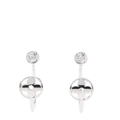 Louis Vuitton 18K White Gold Diamond Idylle Blossom Hoop Earrings 1 of 5