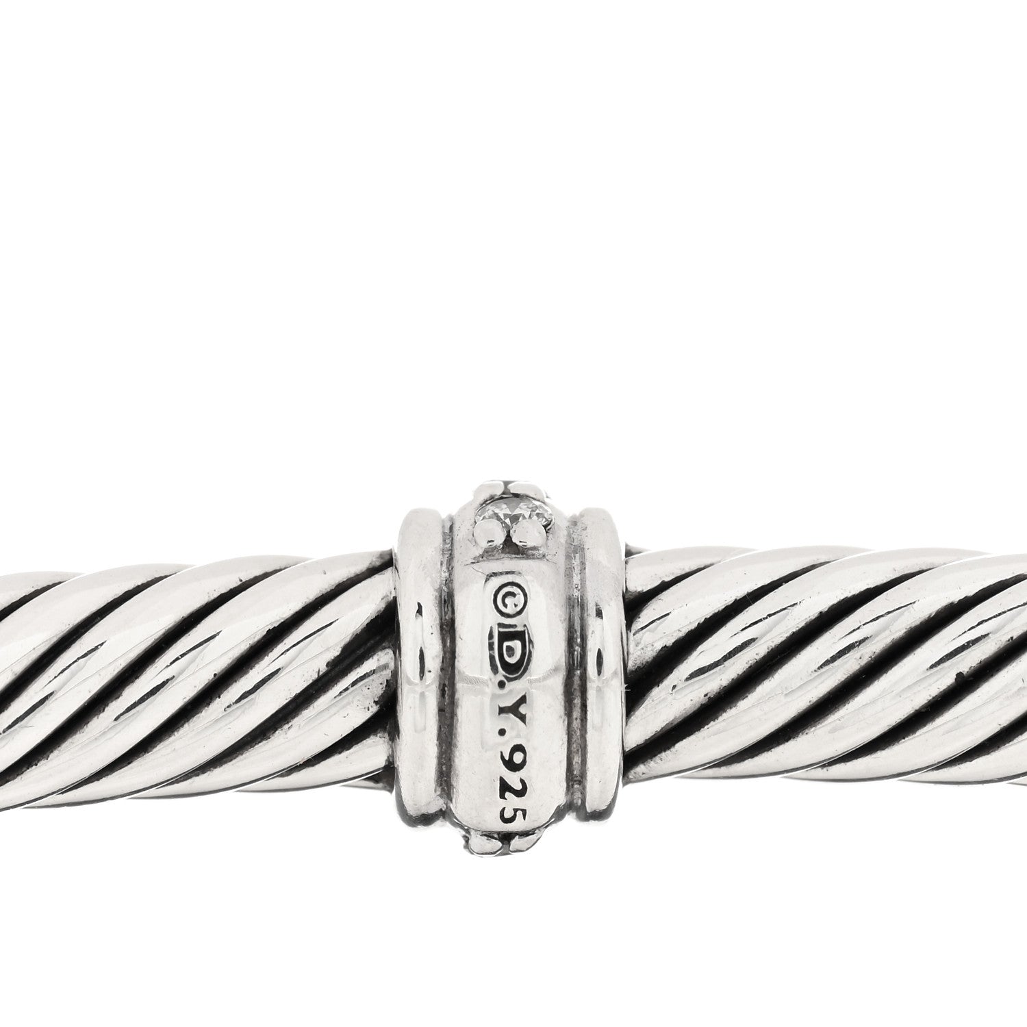 David Yurman Sterling Silver Diamond 4mm Cable Classics Single Station Bracelet 3 of 3