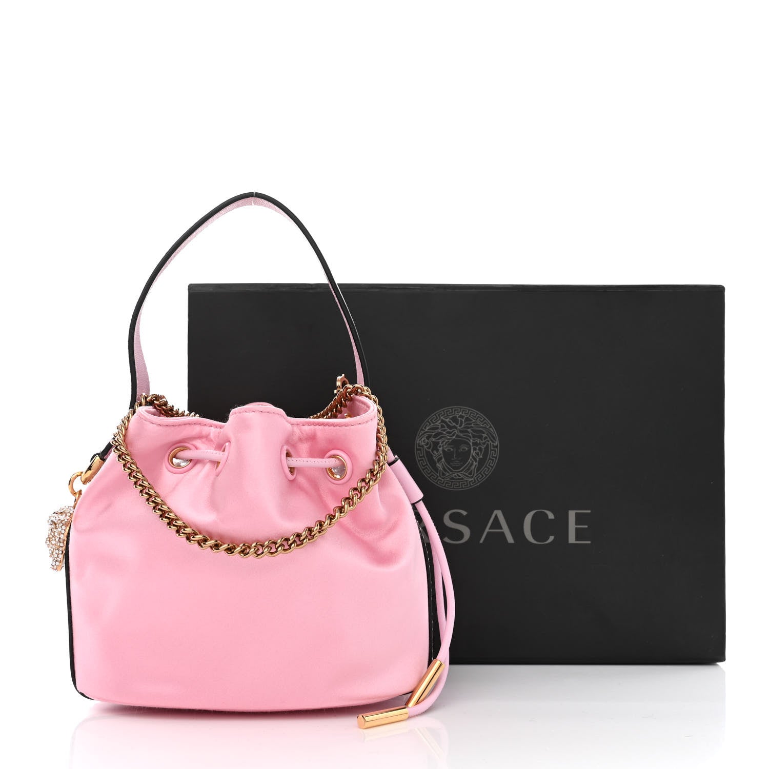 Versace Satin Medusa Drawstring Bucket Bag Pink 11 of 11