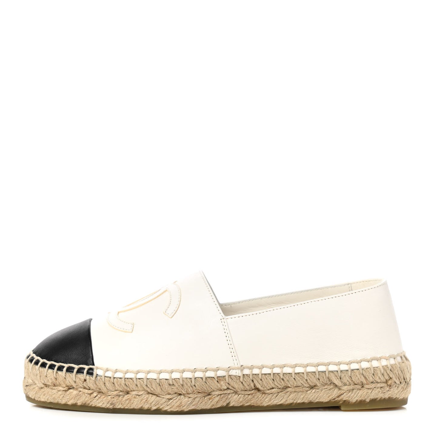 Lambskin CC Espadrilles 35 White Black