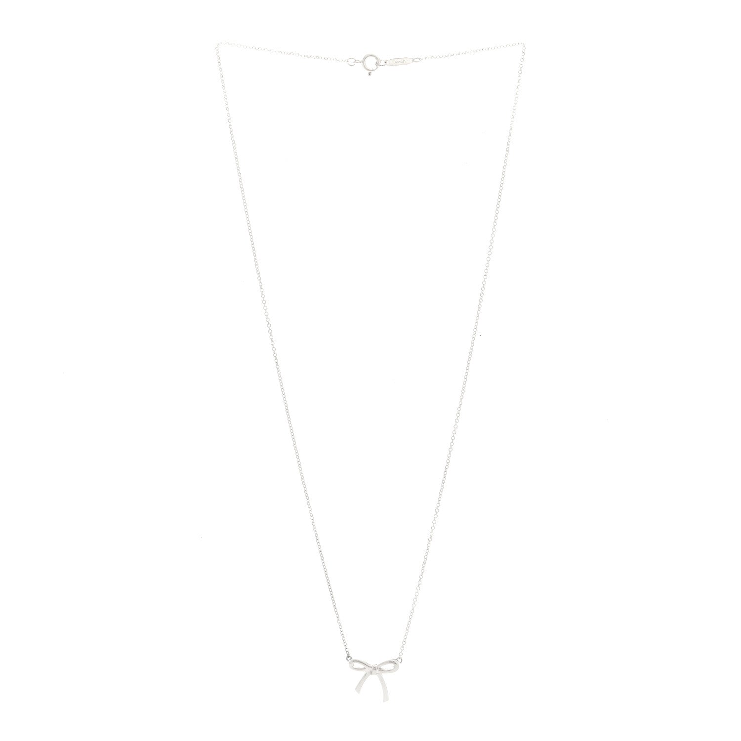 Tiffany Sterling Silver Small Bow Pendant Necklace 3 of 5