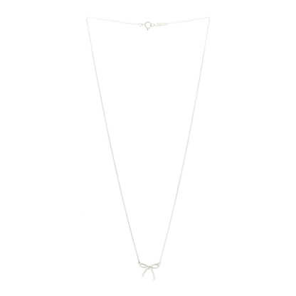 Tiffany Sterling Silver Small Bow Pendant Necklace 3 of 5