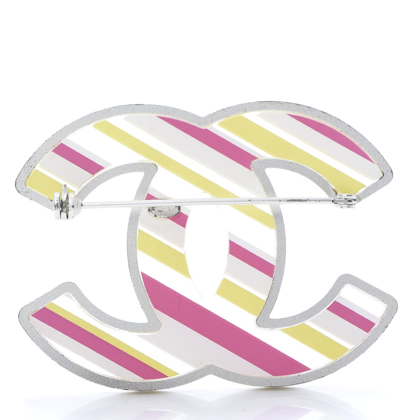 Resin Striped CC Brooch Pink Multicolor