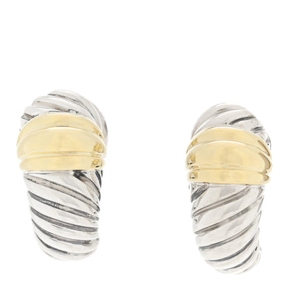 David Yurman Sterling Silver 14K Yellow Gold Thoroughbred Shrimp Earrings 1 of 5