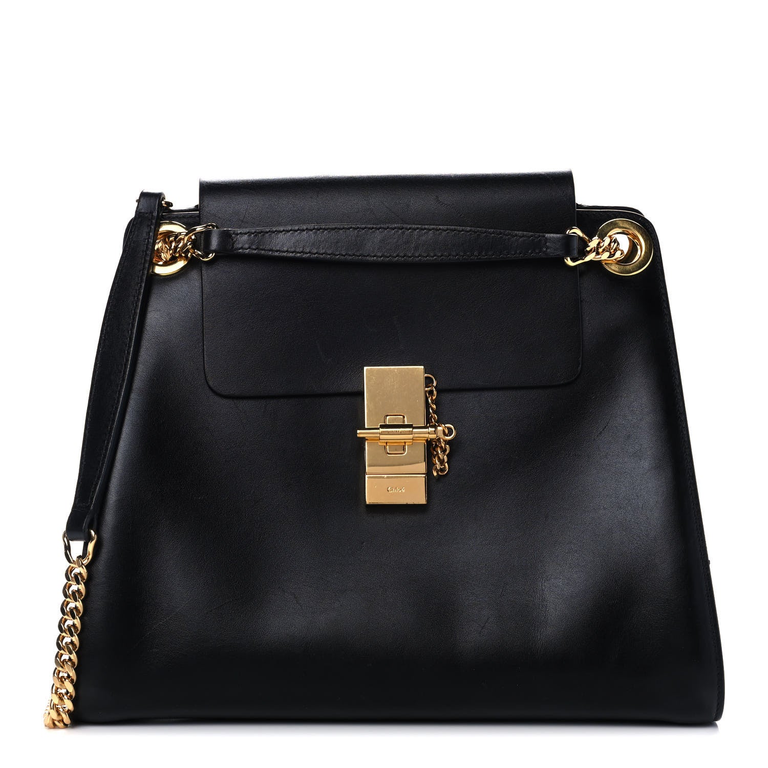 Chloe Shiny Calfskin Medium Annie Shoulder Bag Black 1 of 16