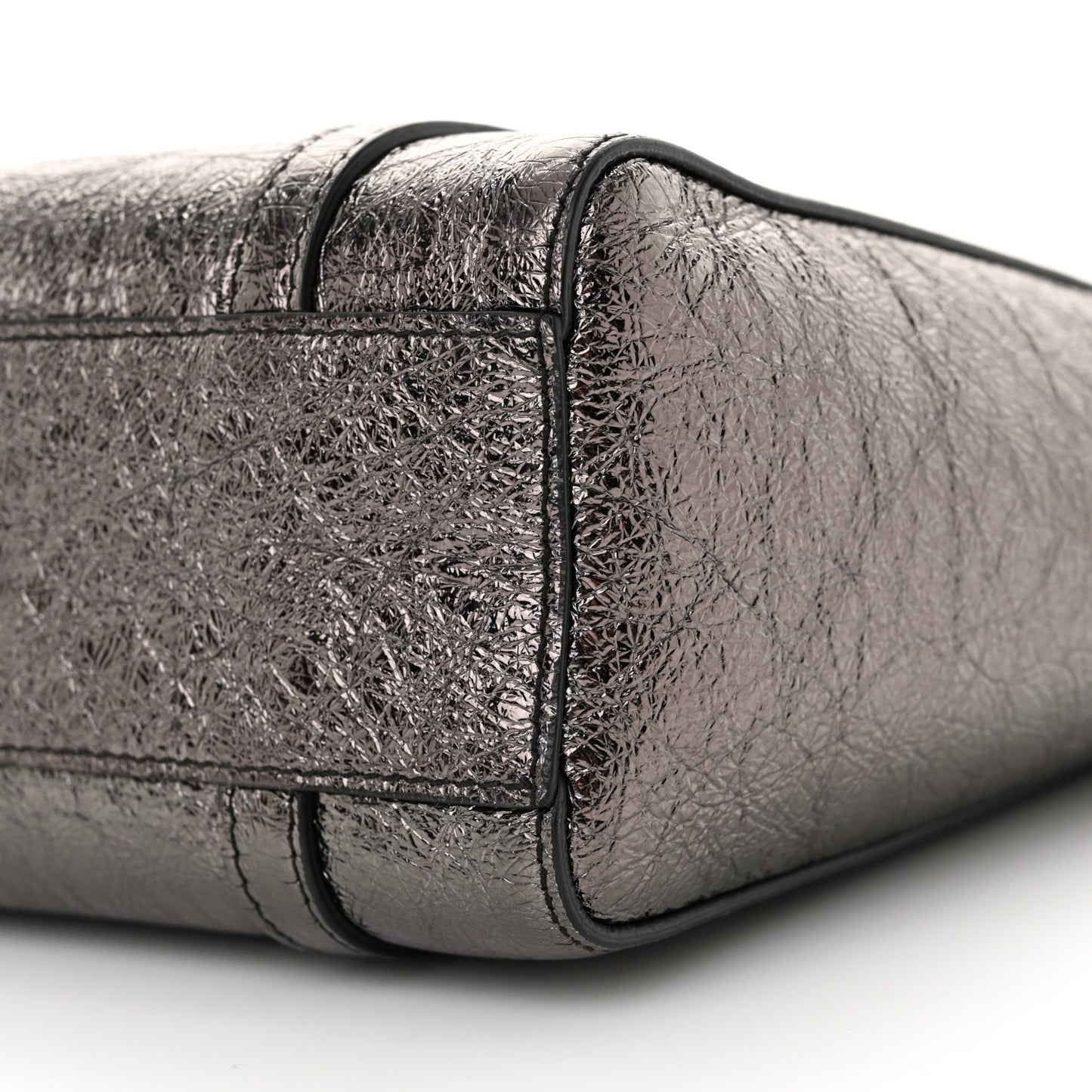 Metallic Textured Calfskin Logo Everyday Tote Black