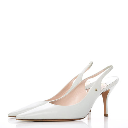 Chanel Lambskin CC Slingback Heels 38 Light Green 3 of 12