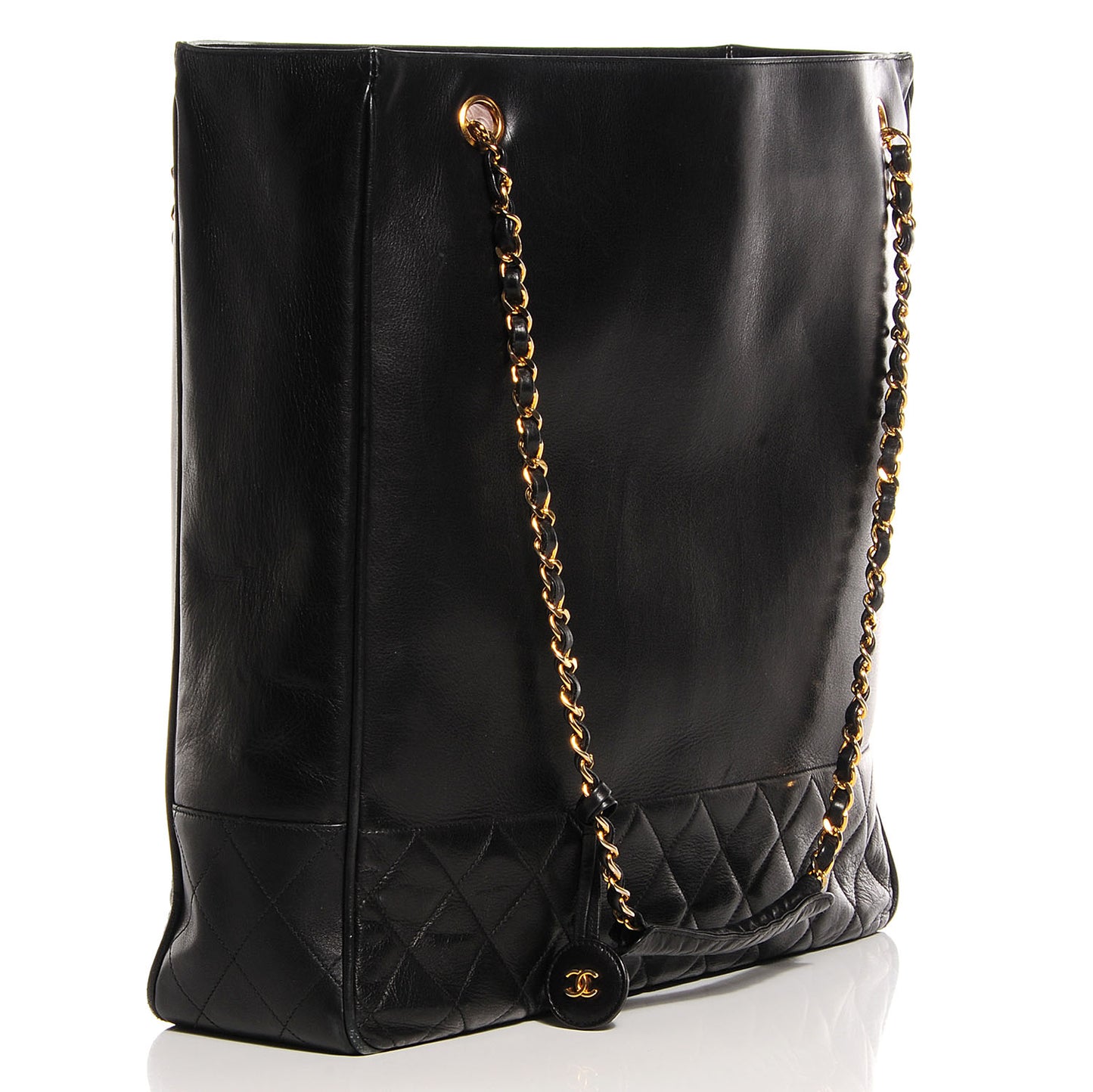 Lambskin Quilted Large Shoulder Bag Black