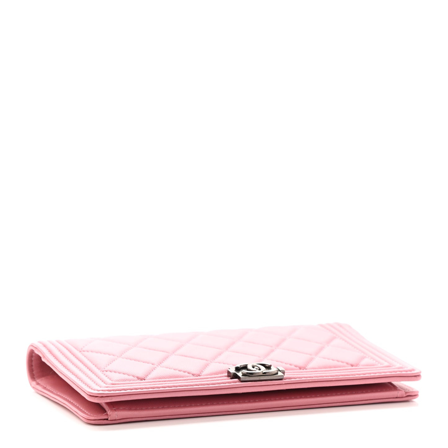 Lambskin Quilted Boy Yen Wallet Pink