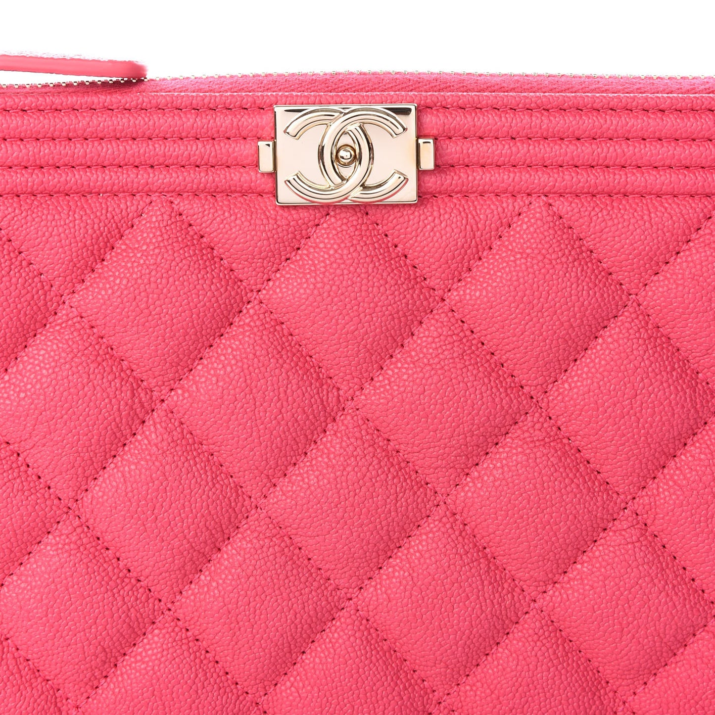 Caviar Quilted Small Zipped Boy Pouch Pink