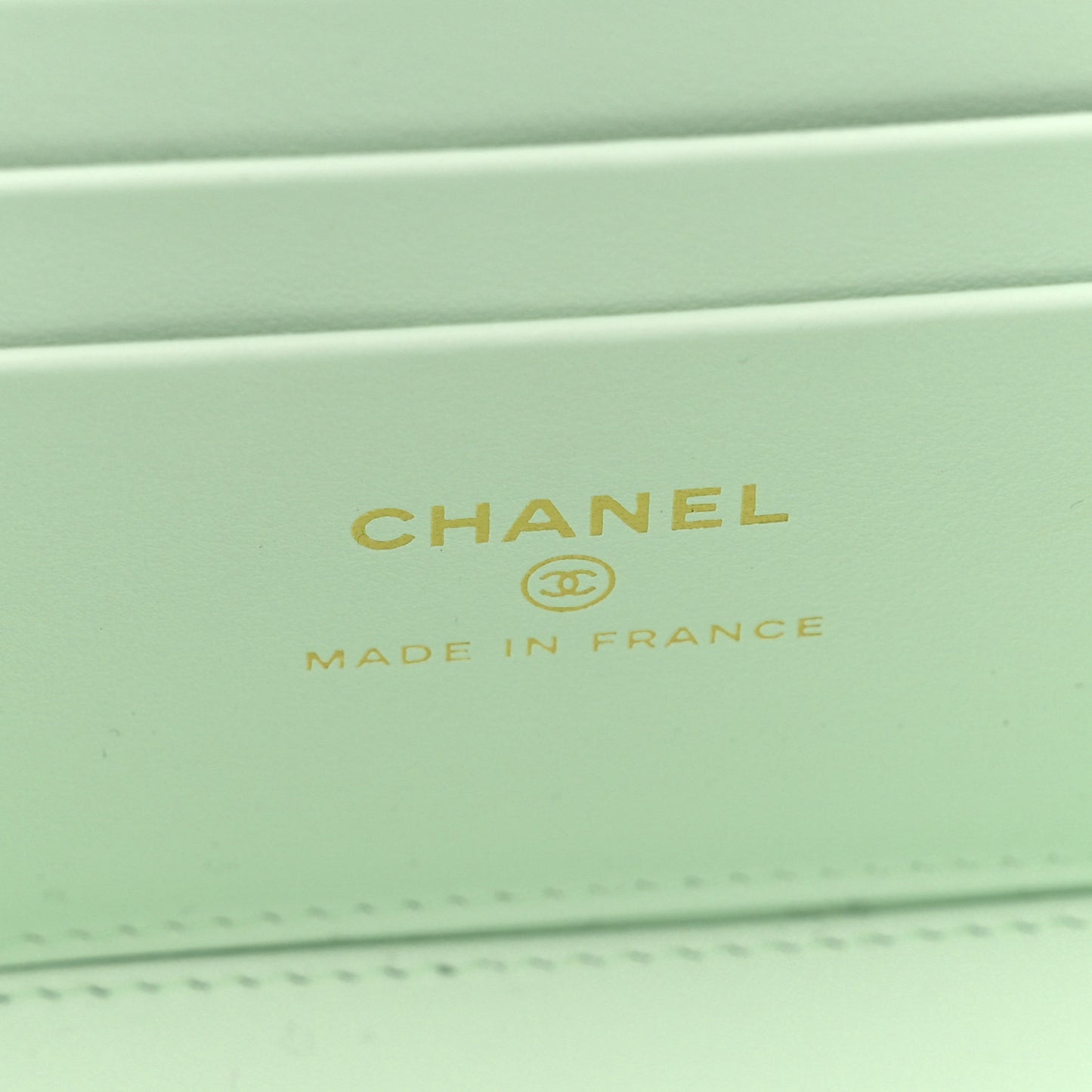 Caviar Quilted Small Vanity Case With Chain Light Green