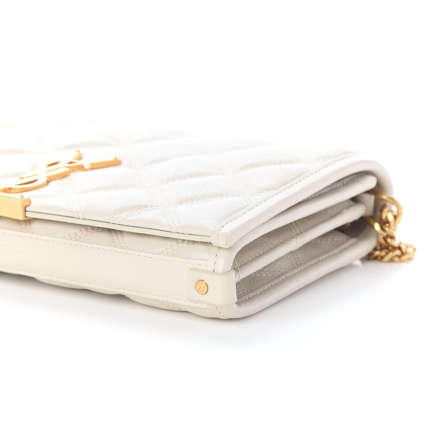 Lambskin Diamond Quilted Becky Chain Wallet Blanc Vintage