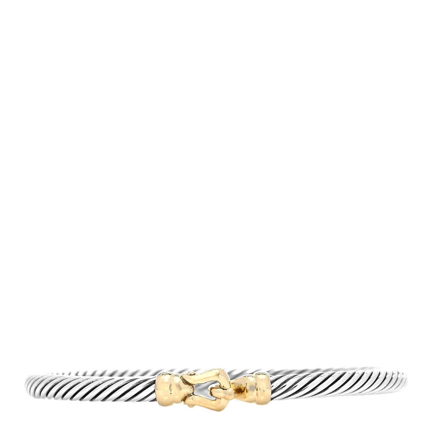 Sterling Silver 14K Yellow Gold 4mm Cable Classic Buckle Bracelet