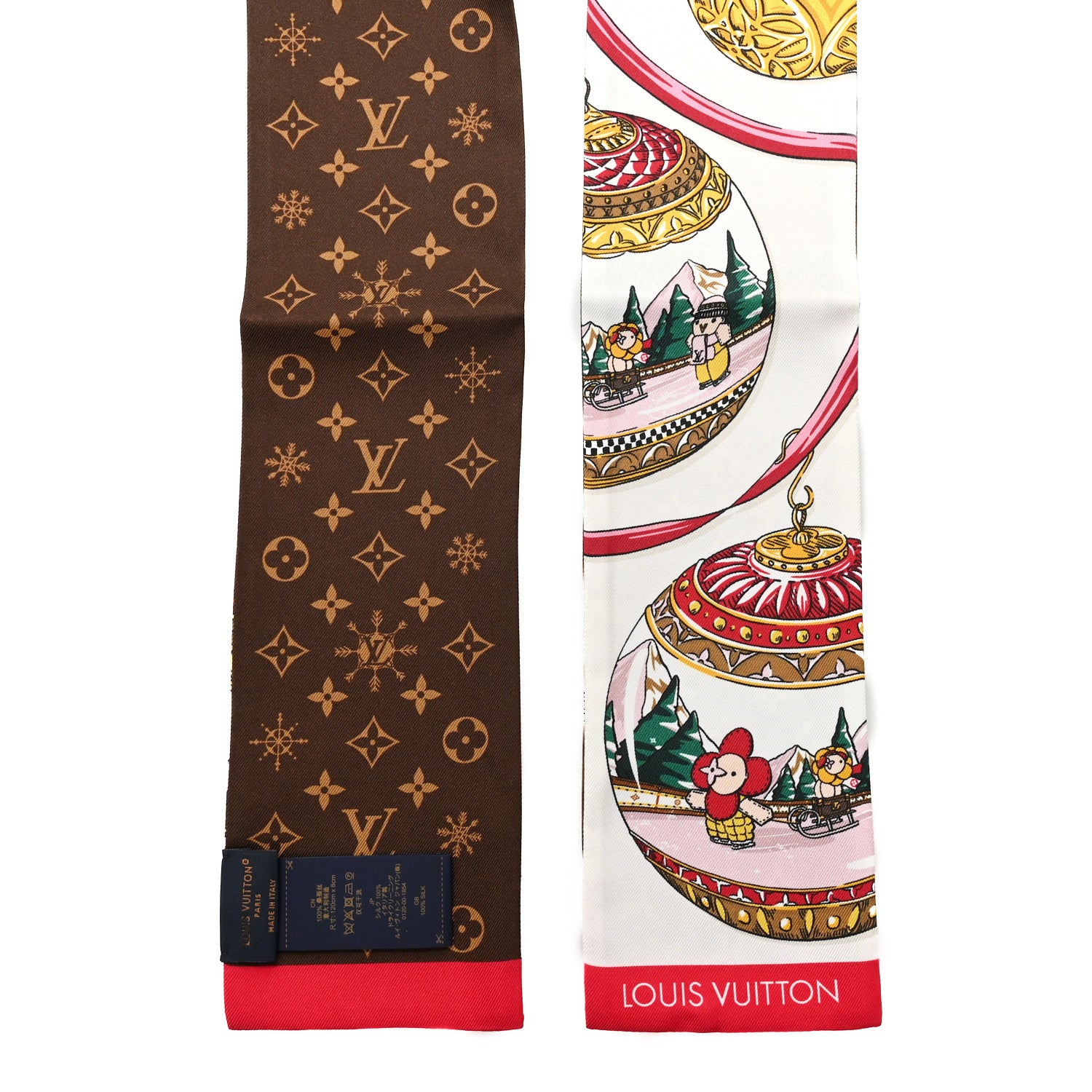 Louis Vuitton Silk Monogram 2023 Christmas Animation Ornaments Bandeau Brown Multicolor 2 of 3