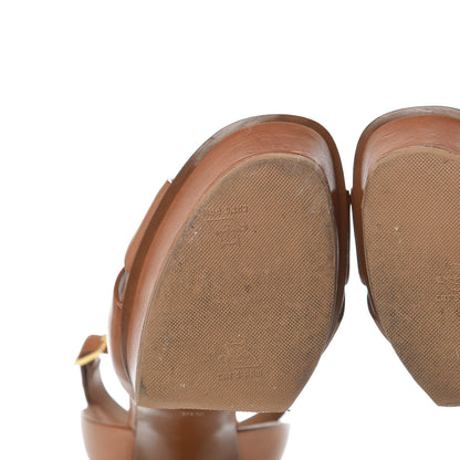 Saint Laurent Calfskin Bianca 105 Platform Sandals 39.5 Caramel 12 of 17