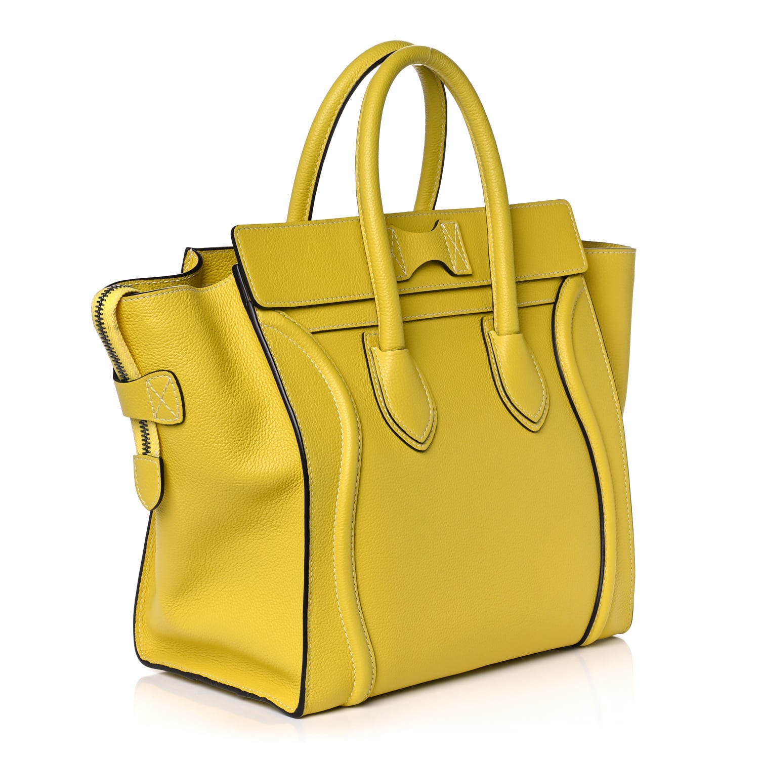Celine Drummed Calfskin Mini Luggage Citron 3 of 13