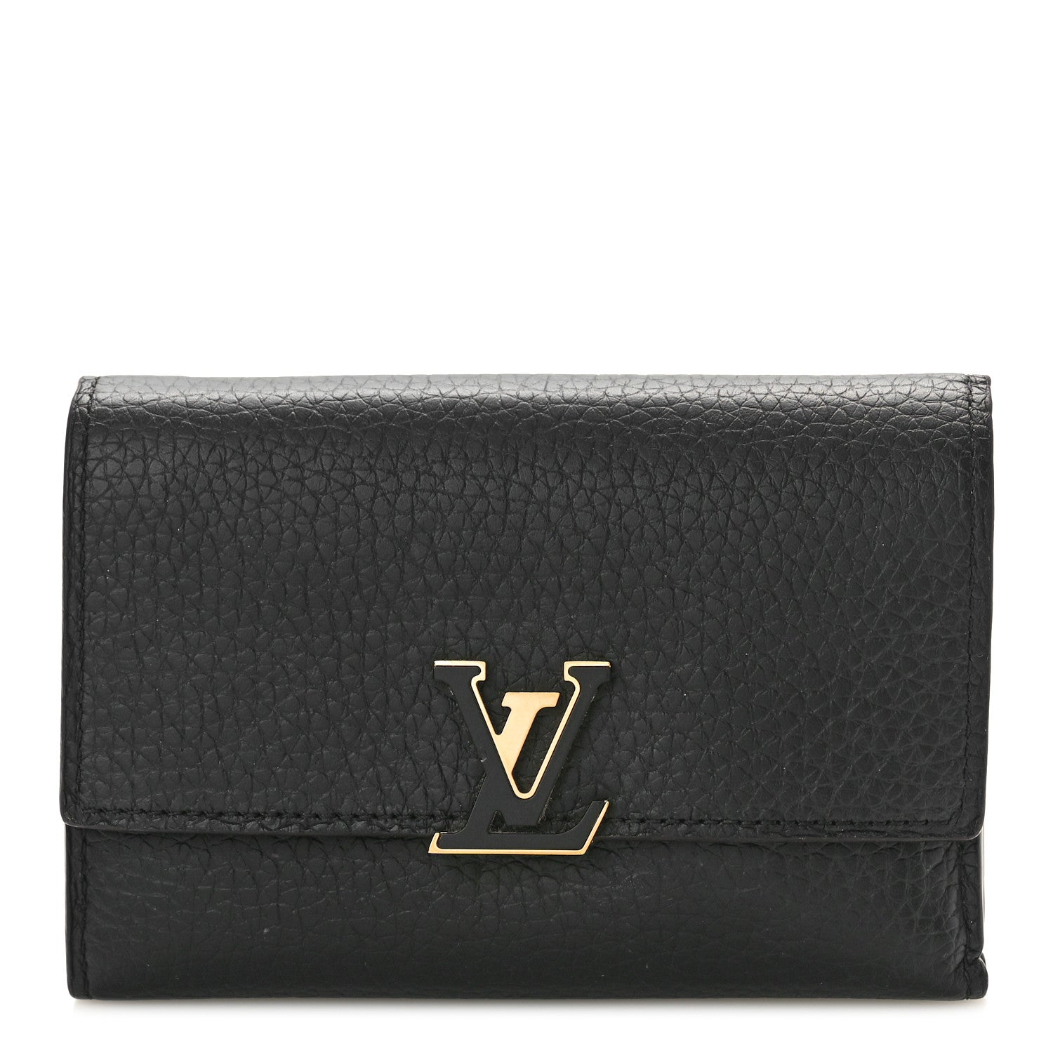 Louis Vuitton Taurillon Capucines Compact Wallet Black 1 of 8