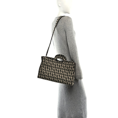 Valentino Garavani Toile Iconographe Goatskin Le Troisieme Shopping Bag Naturale Black Fondant 2 of 11