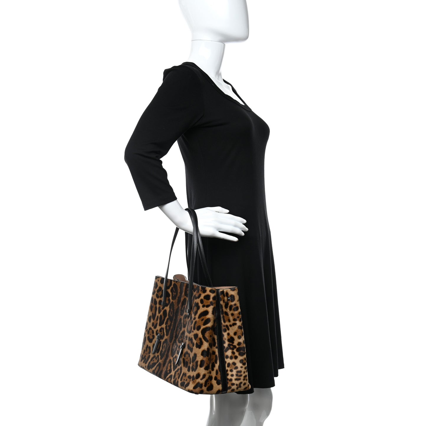 Faux Calf Hair Calfskin Leopard Print Mina 32 Bag Mordore Black