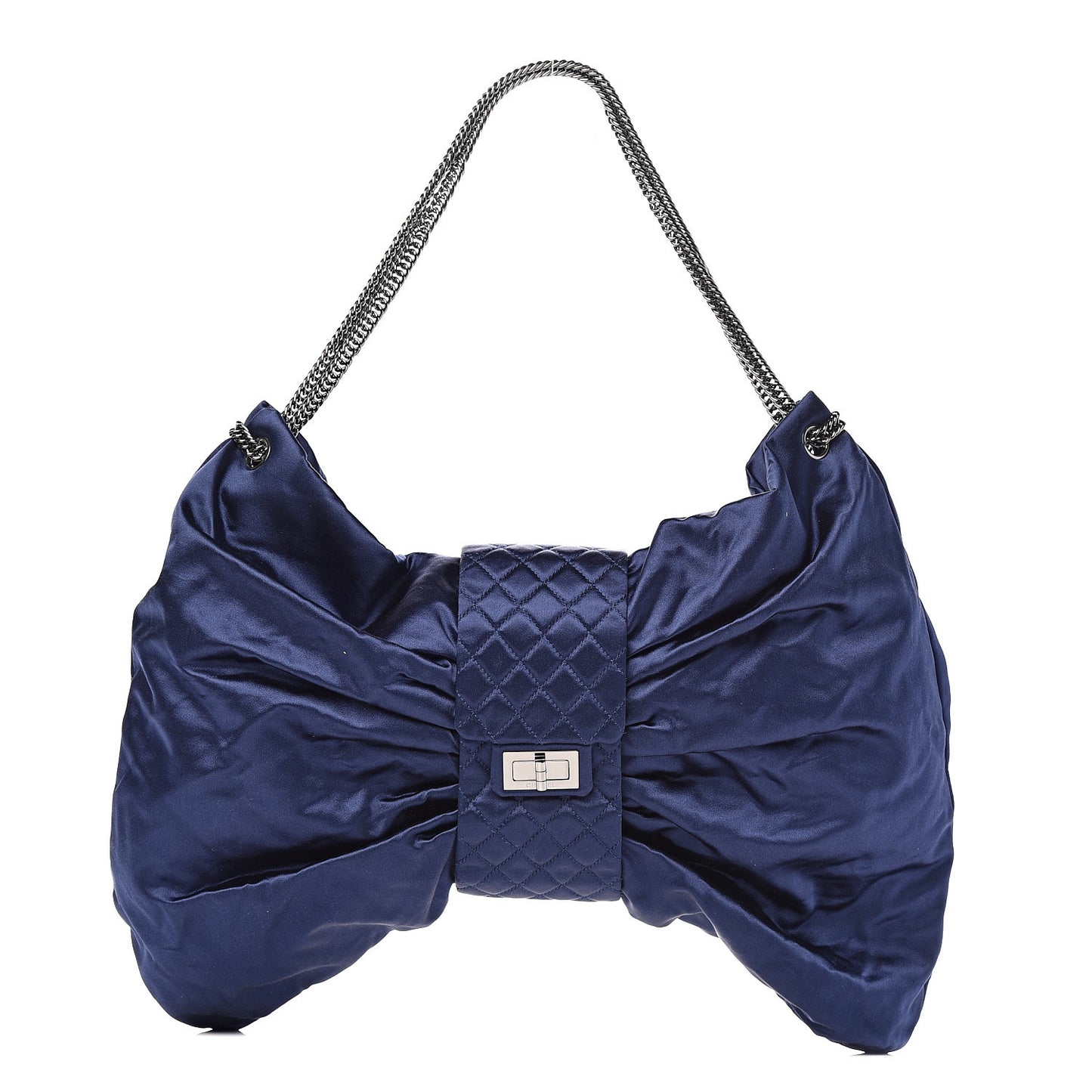 Satin Large Bow Bag Blue