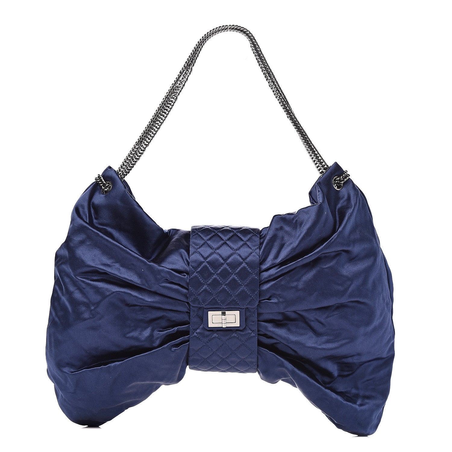 Chanel Satin Large Bow Bag Blue 1 of 10