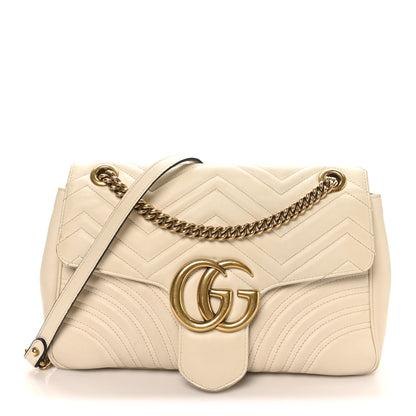 Gucci Calfskin Matelasse Medium GG Marmont Shoulder Bag White 1 of 10