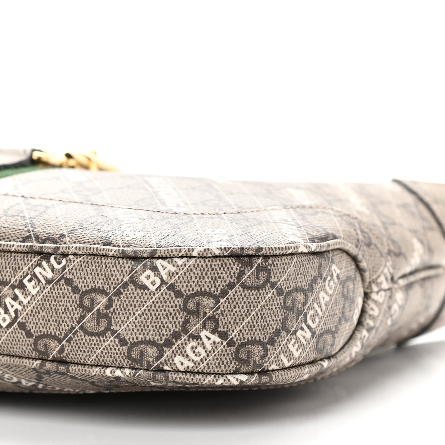 X BALENCIAGA GG Supreme Monogram Striped Logo Print Web Small Jackie 1961 Hobo Beige Ebony Mystic White