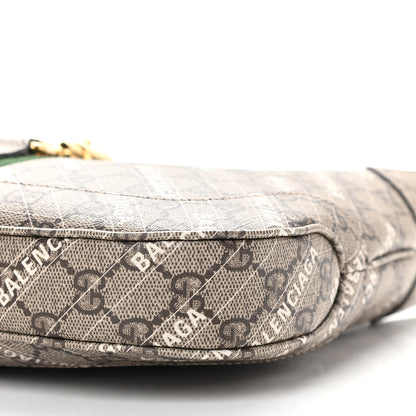 Gucci X BALENCIAGA GG Supreme Monogram Striped Logo Print Web Small Jackie 1961 Hobo Beige Ebony Mystic White 9 of 9