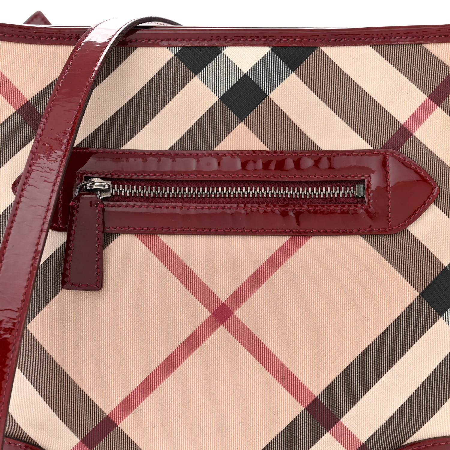 Burberry Patent Nova Check Dryden Crossbody Bag Dark Red 8 of 14