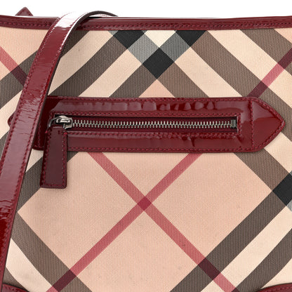 Burberry Patent Nova Check Dryden Crossbody Bag Dark Red 8 of 14